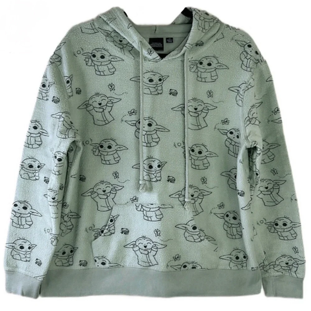 Star Wars The Mandalorian Baby Yoda Hoodie Pullover Cozy Fleece‎ Sweater Large